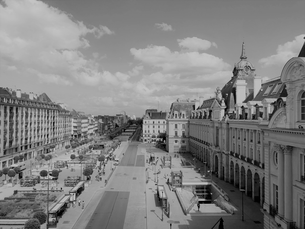 Vue bureaux noir et blanc agence L2A